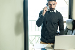 a man using a VoIP system