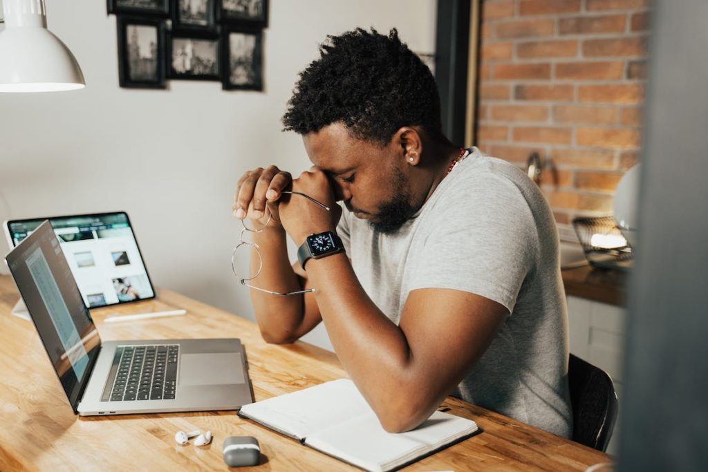 An employee in a remote work setup