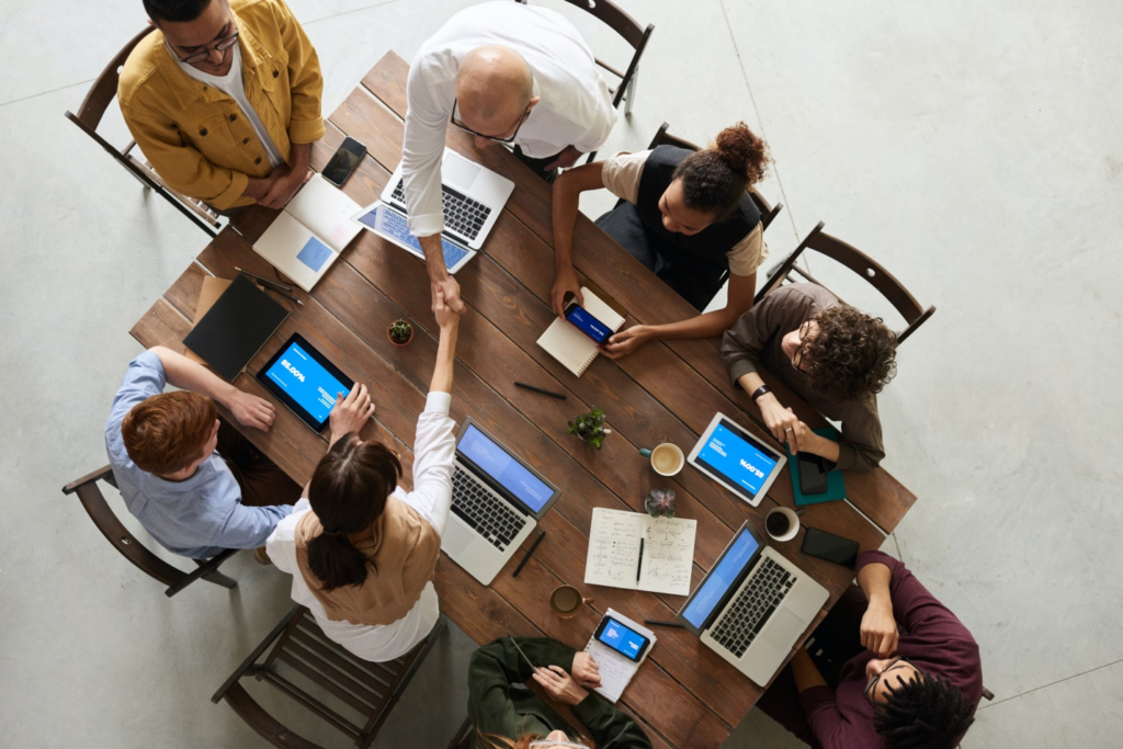 people working together on a table