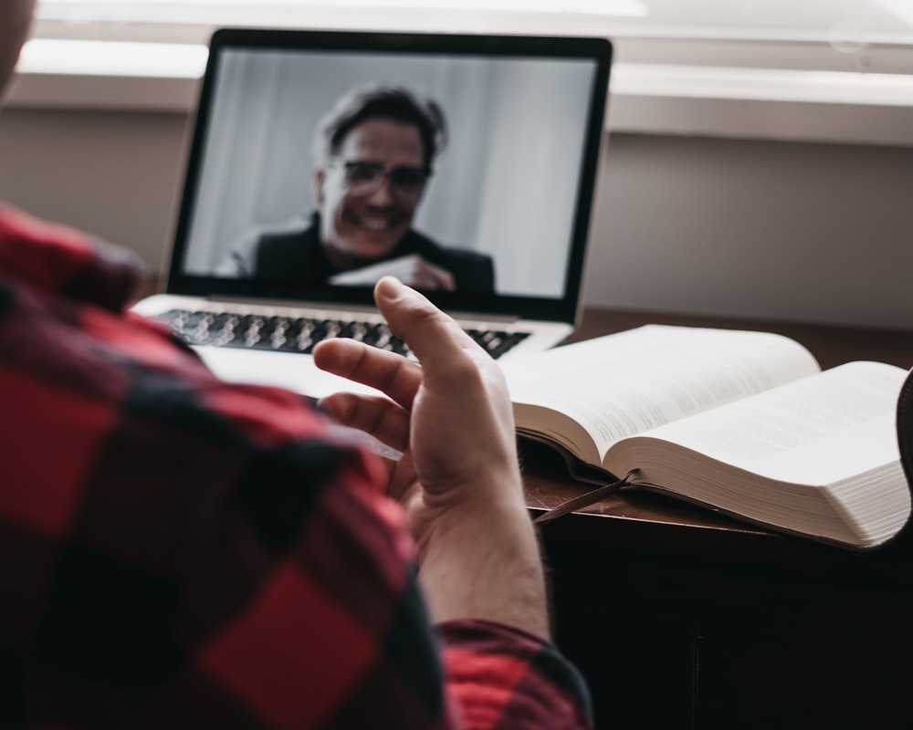  a person using their computer.